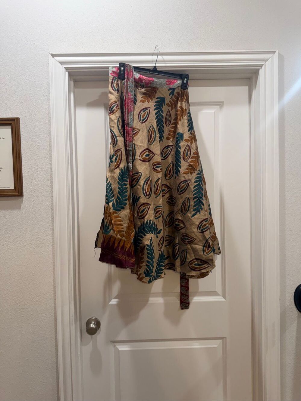 Junglee Billee Boho Reversible Sari Wrap Skirt Indian Silk Bohemian Midi OS